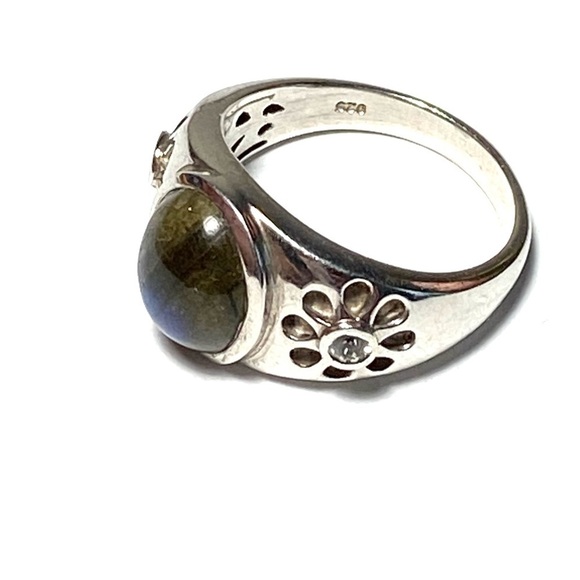 925 Sterling Silver Labradorite Stone Ring Size 8  Cocktail 6.74g - Picture 2 of 10